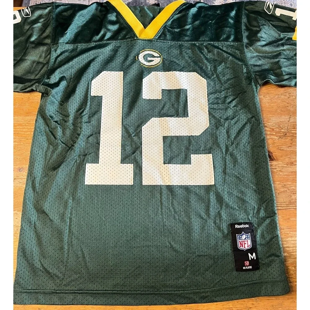 Green Bay Packers Aaron Rodgers Jersey Reebok Youth M 10-12 NFL Green Shirt